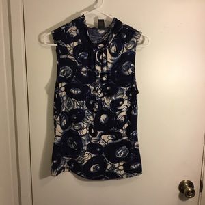 Blue Swirly Pattern Sleeveless Top by Serenade NY